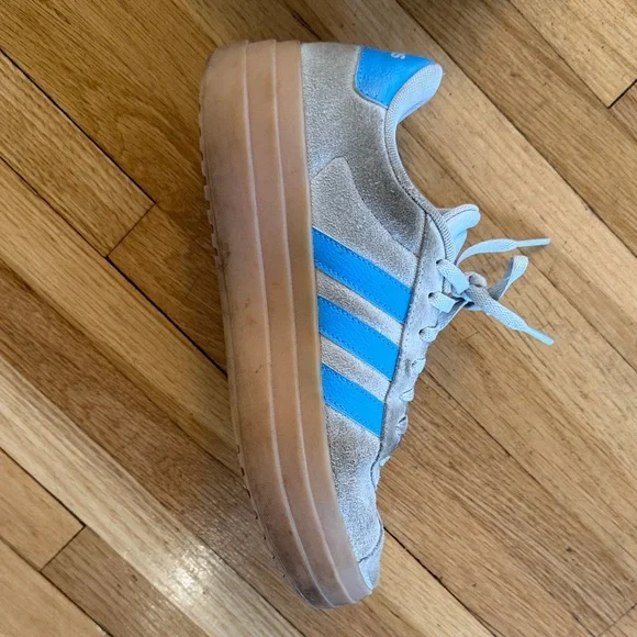 Adidas Women’s Court Grey/Light Blue Suede Sneakers - Picture 2 of 4